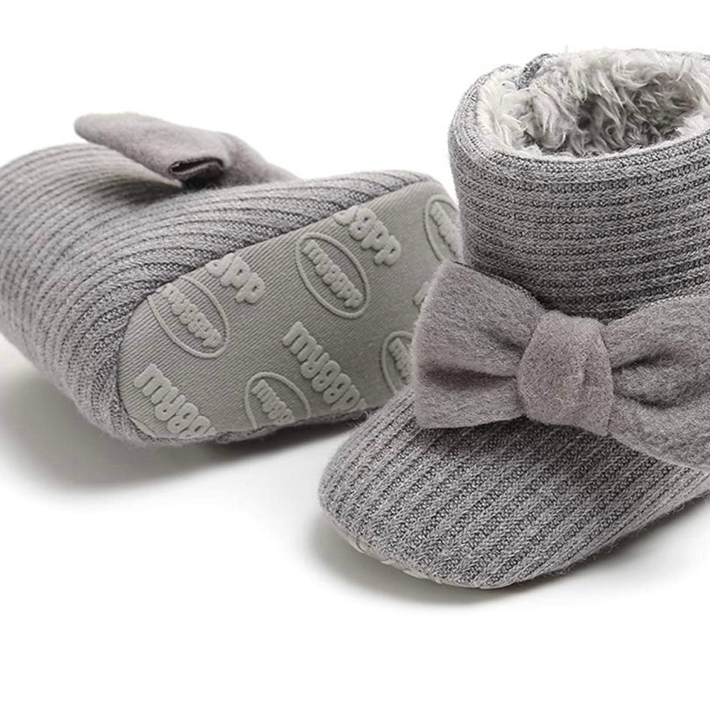 CLOUCKY Infant Girls Cute Bowknot Booties Baby Girl Warm Winter Snow Boots - Picture 3 of 7